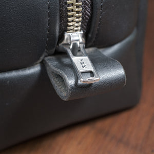 Leather Toiletries Bag - Black