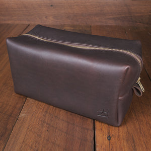 Leather Toiletries Bag - Coffee