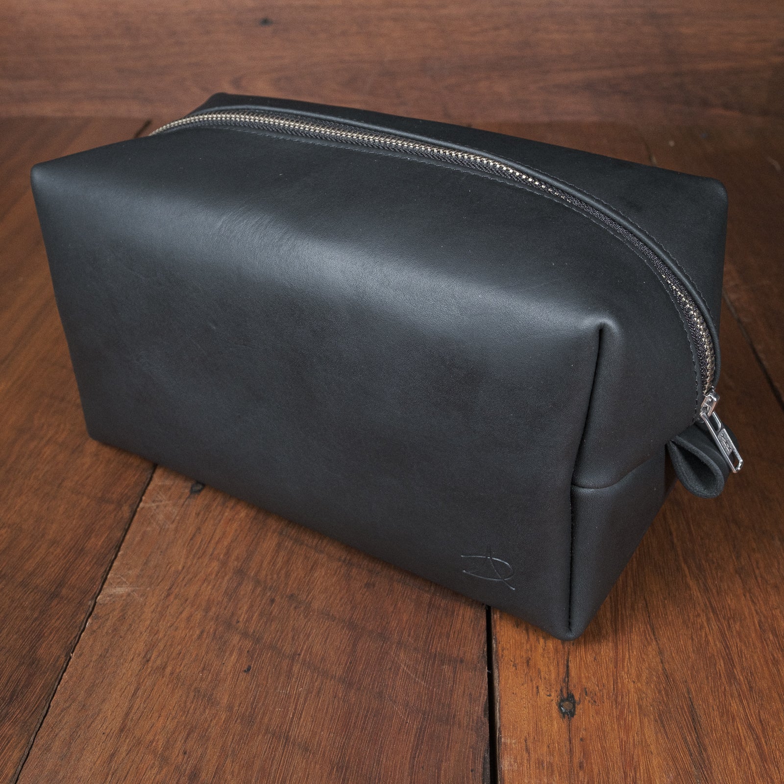 Leather Toiletries Bag - Black