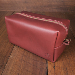 Leather Toiletries Bag - Cherry