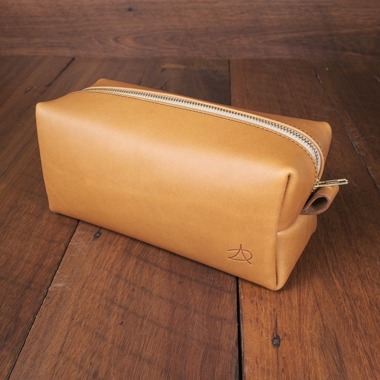 Leather Toiletries Bag - Amber