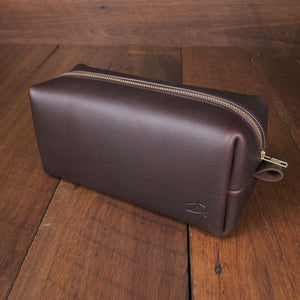 Leather Toiletries Bag - Coffee