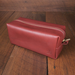 Leather Toiletries Bag - Cherry
