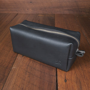 Leather Toiletries Bag - Black