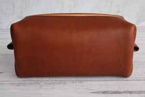 Leather Toiletries Bag - Golden Brown
