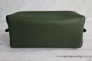 Leather Toiletries Bag - Forest Green