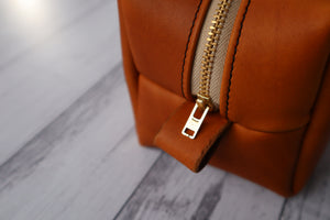 Leather Toiletries Bag - Amber