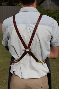 Apron - Navy and Golden Brown