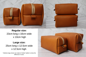 Leather Toiletries Bag - Golden Brown